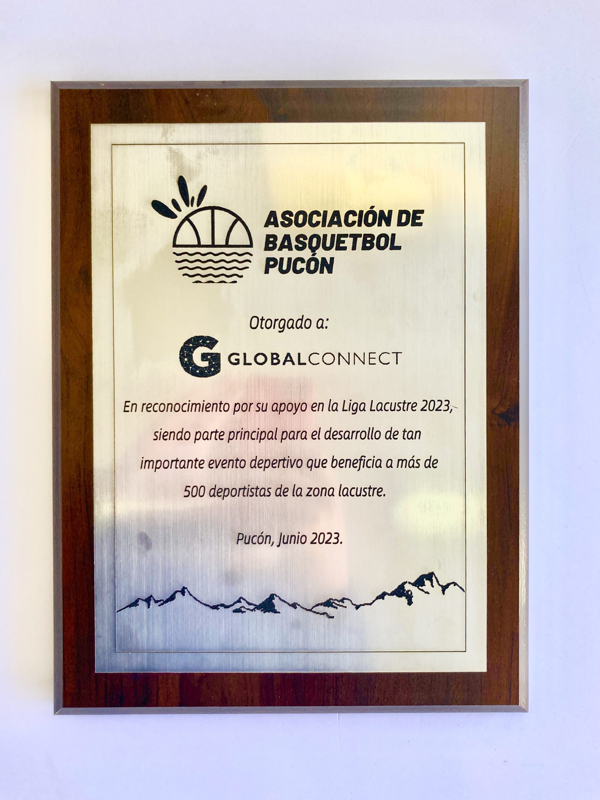 Galvano en Madera de Raulí Tipo Cuña con Placa Grabada